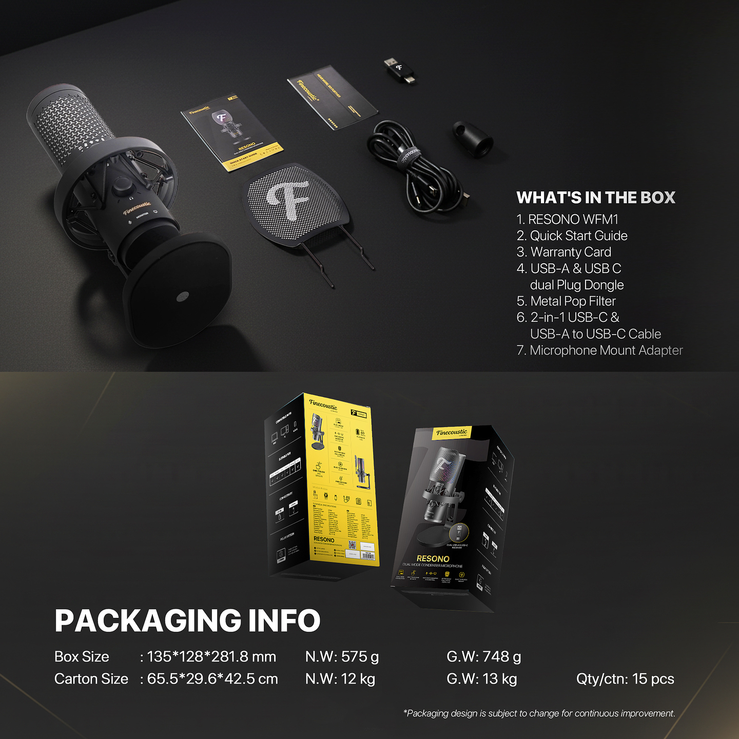 WFM1 RESONO Black Micrófono Inalámbrico Condensador Doble-Polar Finecoustic 19