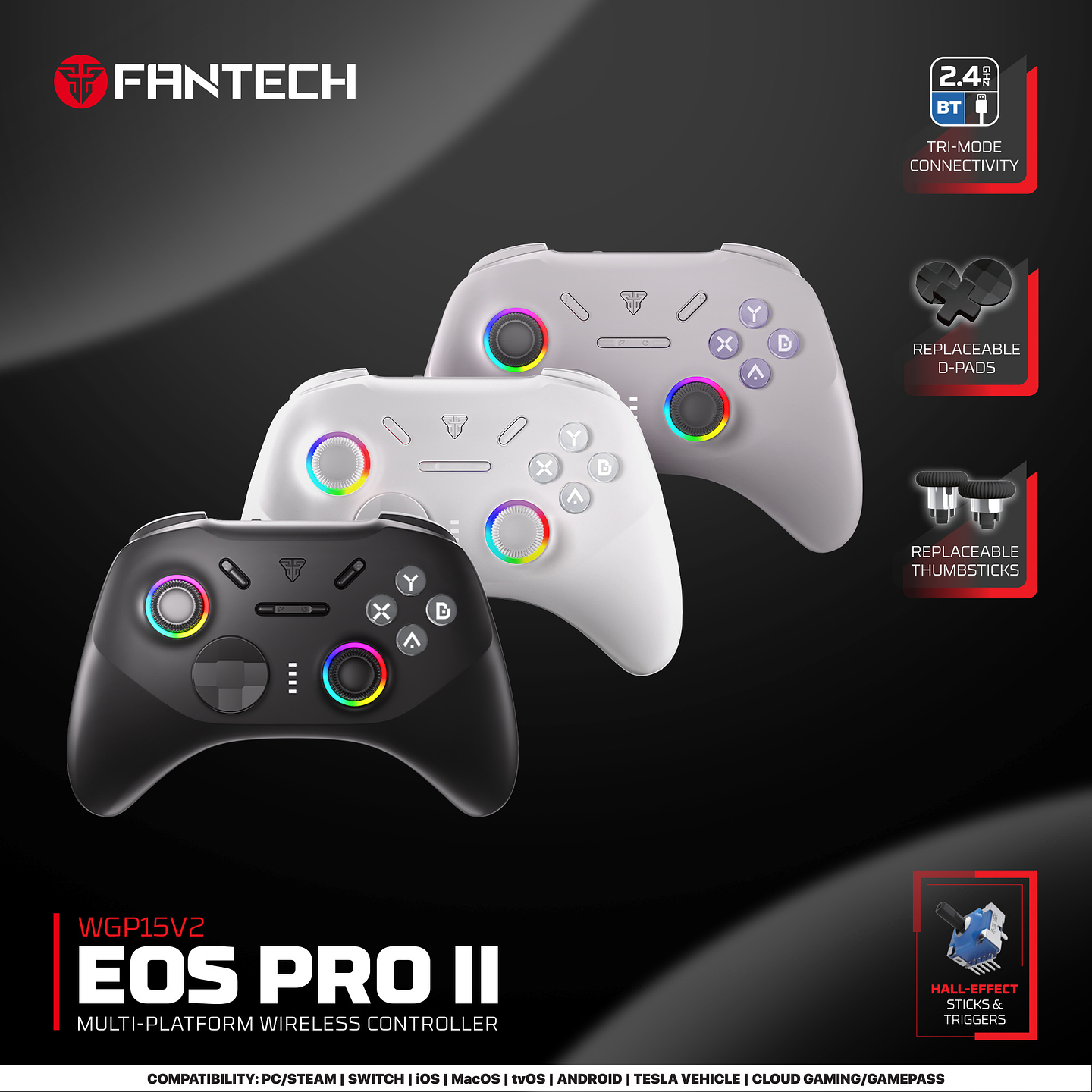 WGP15V2 EOS PRO II Black Control Inalámbrico Multiplataforma Android iOS MacOS Switch 26