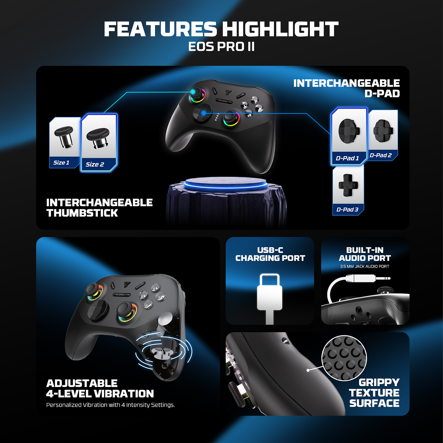 WGP15V2 EOS PRO II Black Control Inalámbrico Multiplataforma Android iOS MacOS Switch 21