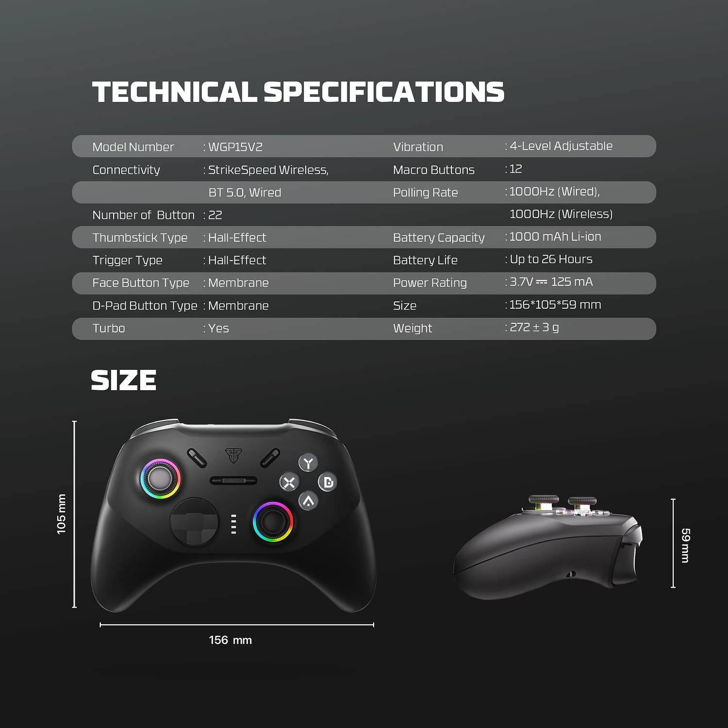 WGP15V2 EOS PRO II Black Control Inalámbrico Multiplataforma Android iOS MacOS Switch 27