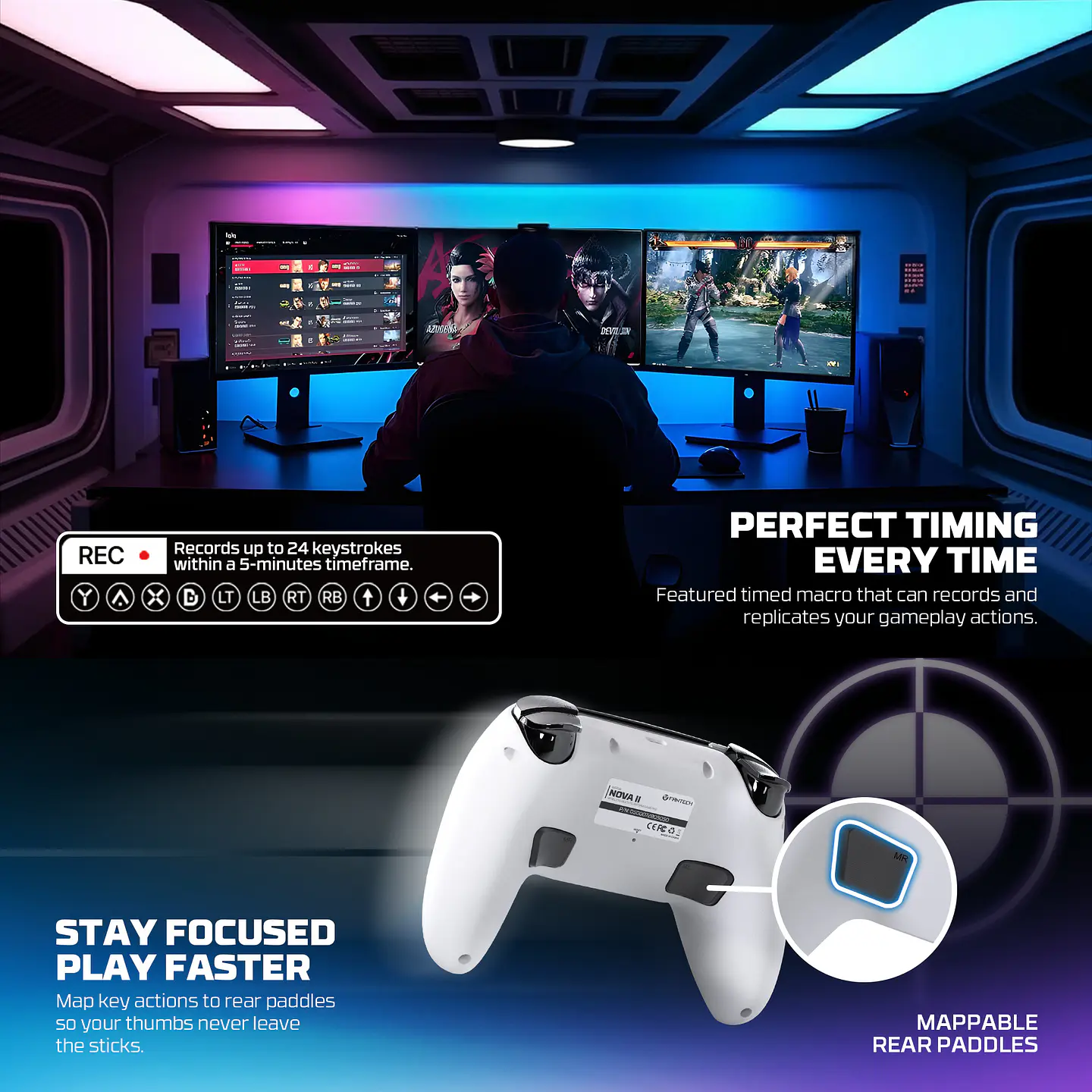 WGP16 NOVA II White Control Inalámbrico Multiplataforma Switch 2 PC PS4 14