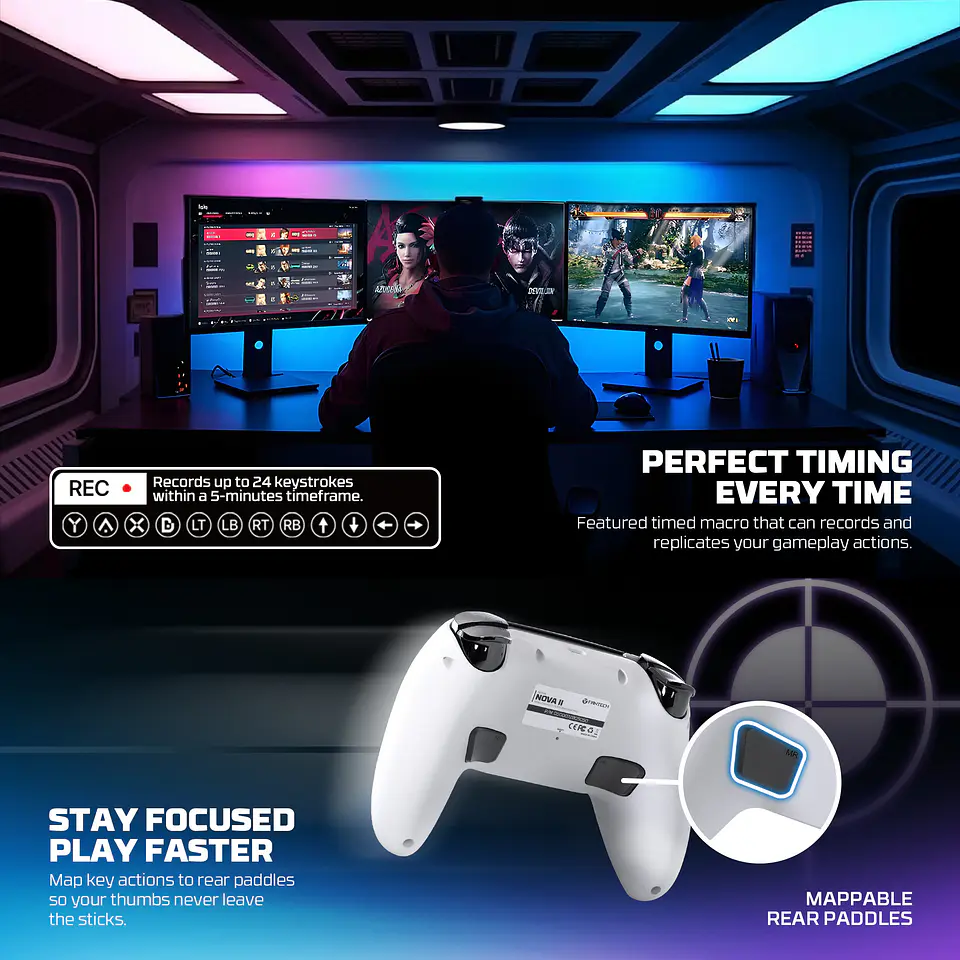 WGP16 NOVA II White Control Inalámbrico Multiplataforma Switch 2 PC PS4 14