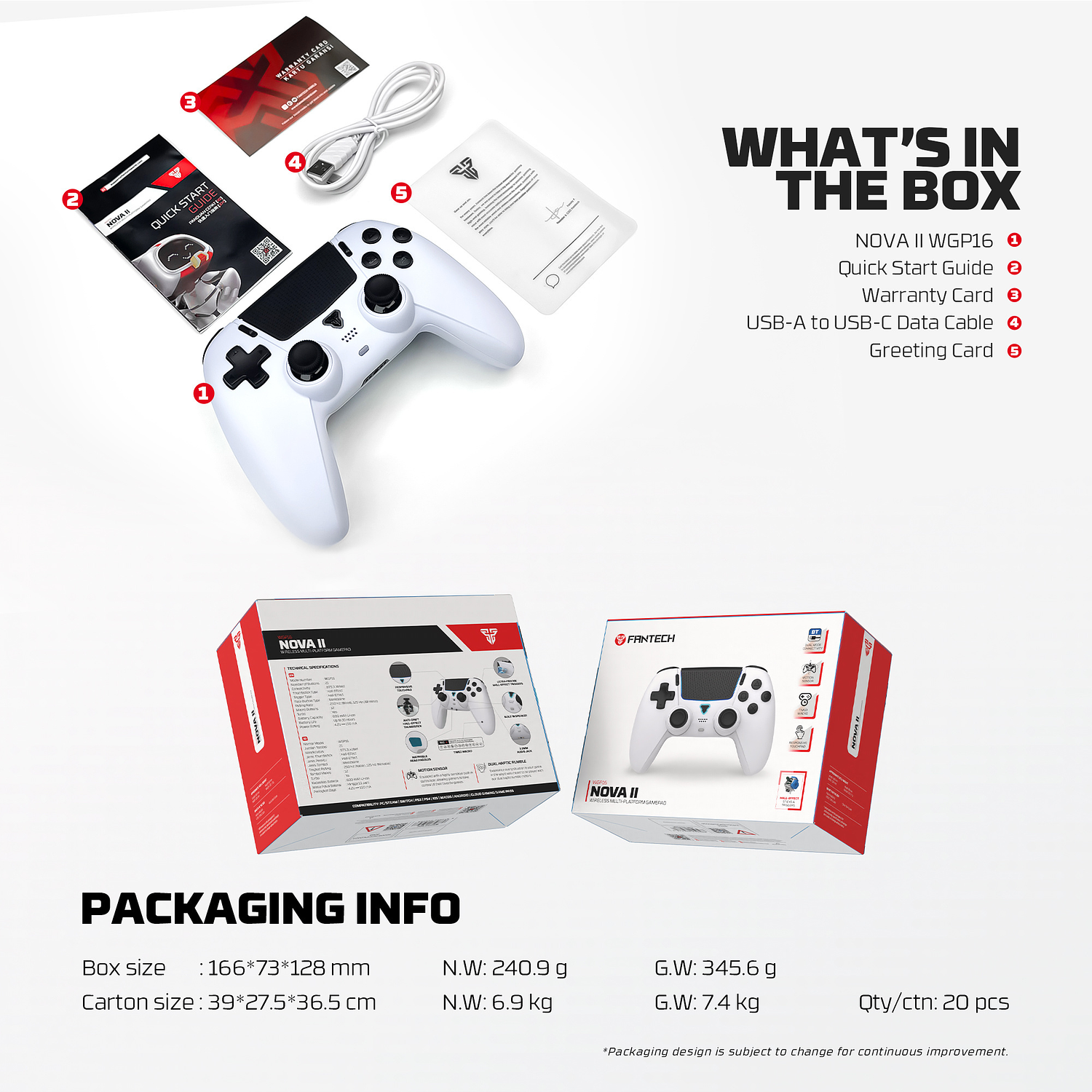 WGP16 NOVA II White Control Inalámbrico Multiplataforma Switch 2 PC PS4 17