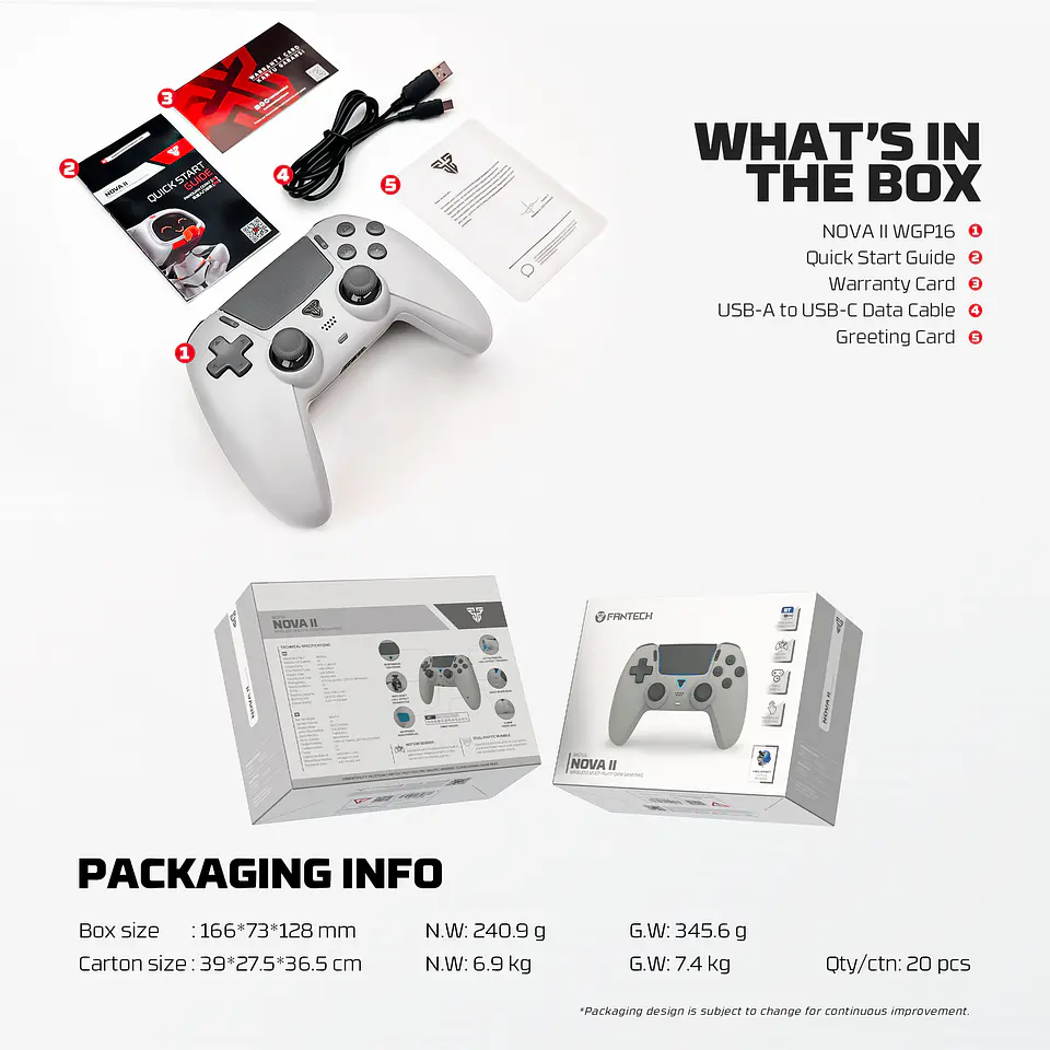 WGP16 NOVA II Grey Control Inalámbrico Multiplataforma Switch 2 PC PS4 17