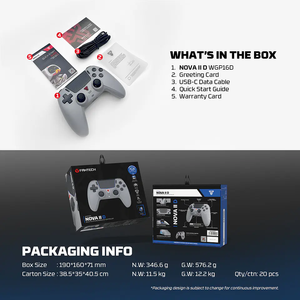 WGP16D NOVA II D Grey Control Inalámbrico PS5 Nativo Multiplataforma PlayStation 20