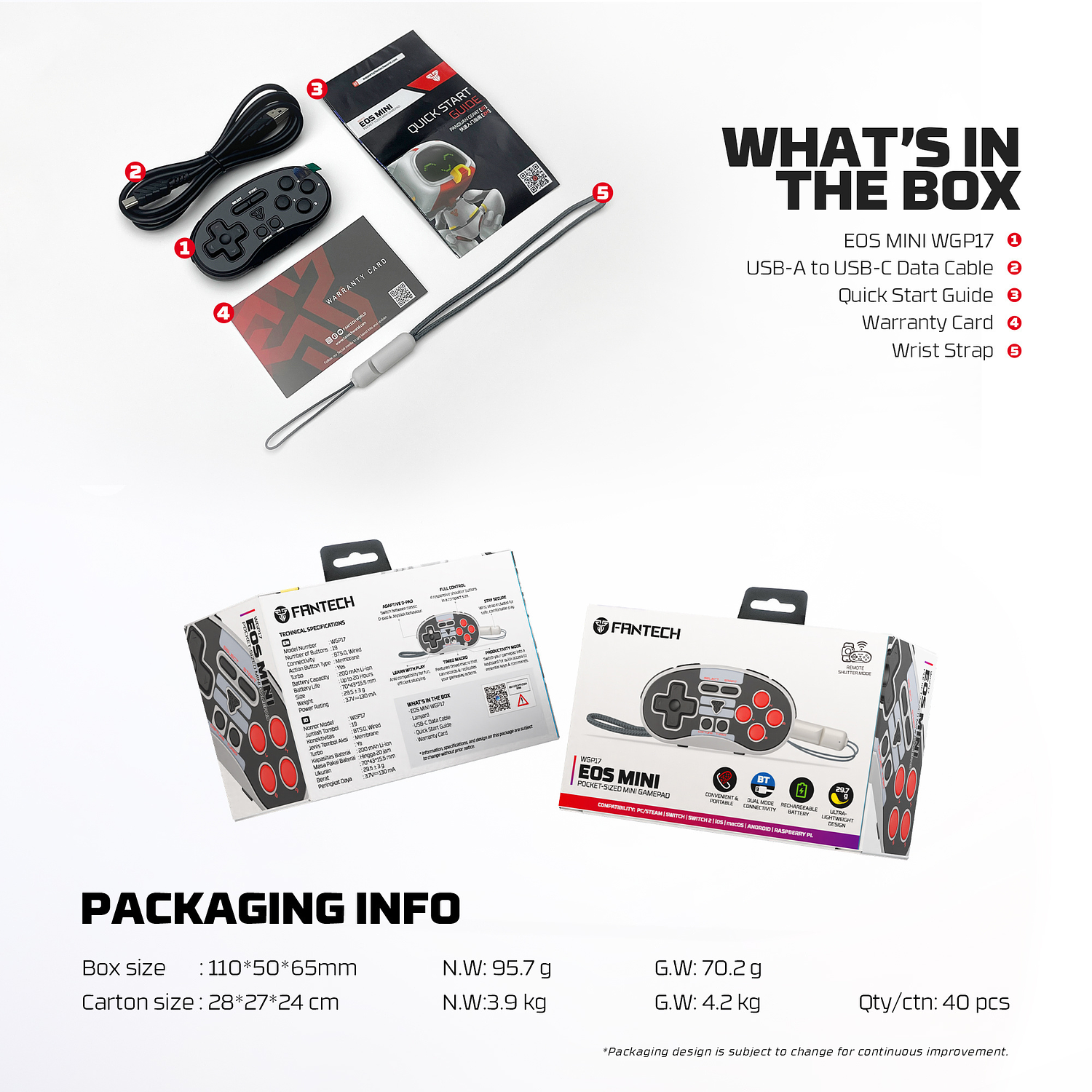 WGP17 EOS MINI Grey Control inalámbrico de bolsillo Multiplataforma Nintendo Switch 18