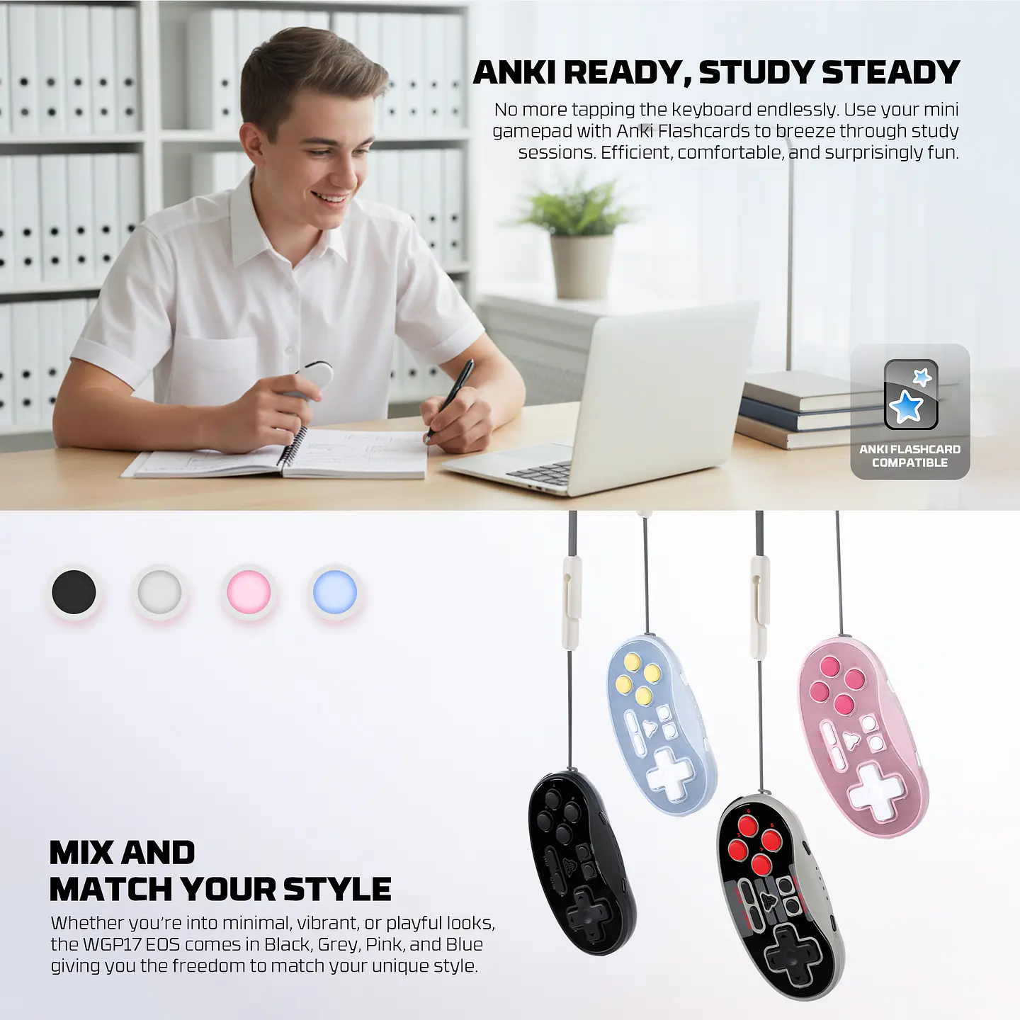 WGP17 EOS MINI Mochi Pink Control inalámbrico de bolsillo Multiplataforma Nintendo Switch 13