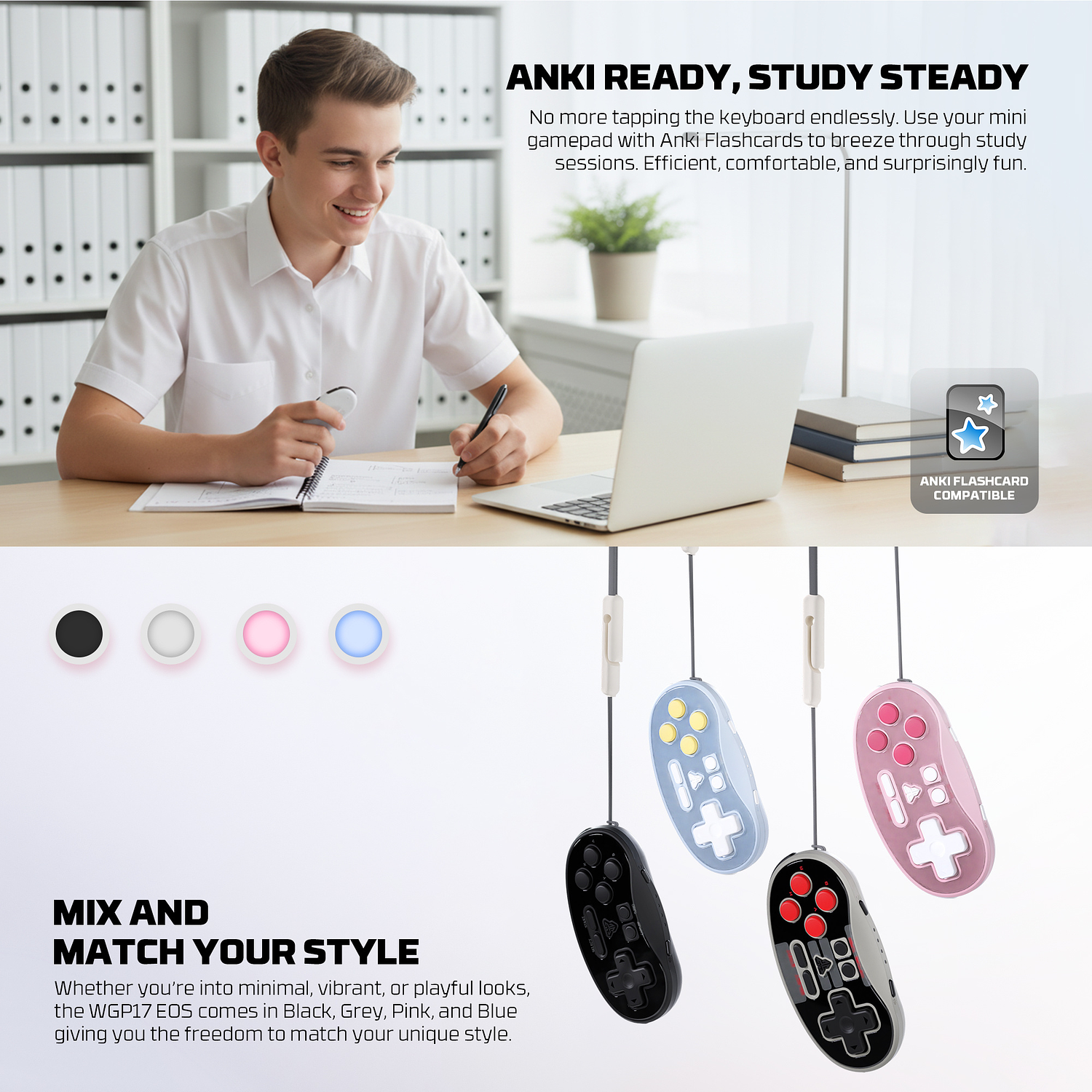 WGP17 EOS MINI Mochi Pink Control inalámbrico de bolsillo Multiplataforma Nintendo Switch 13