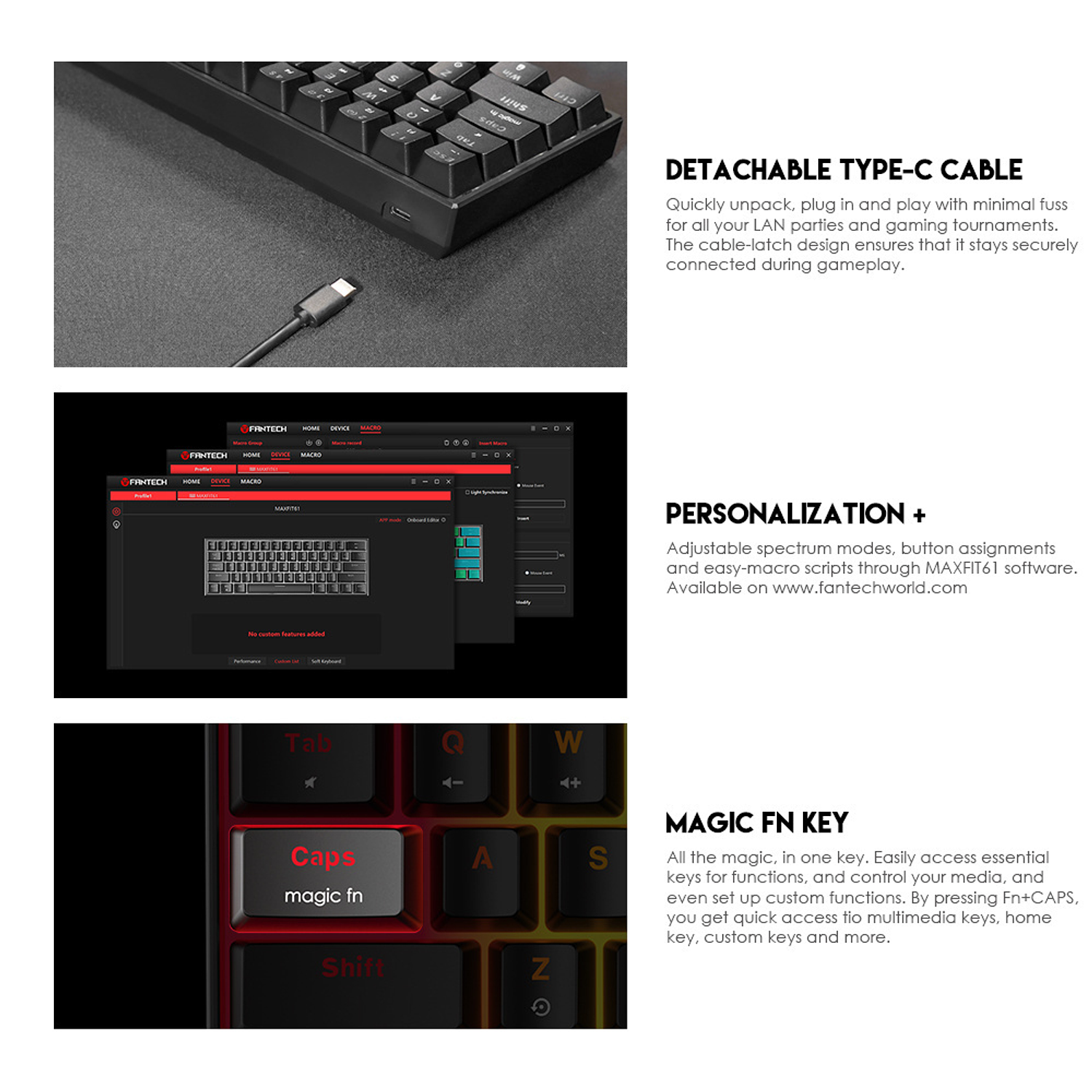 MK857 MAXFIT61 Black Teclado Mecánico 60% Layout USA 7