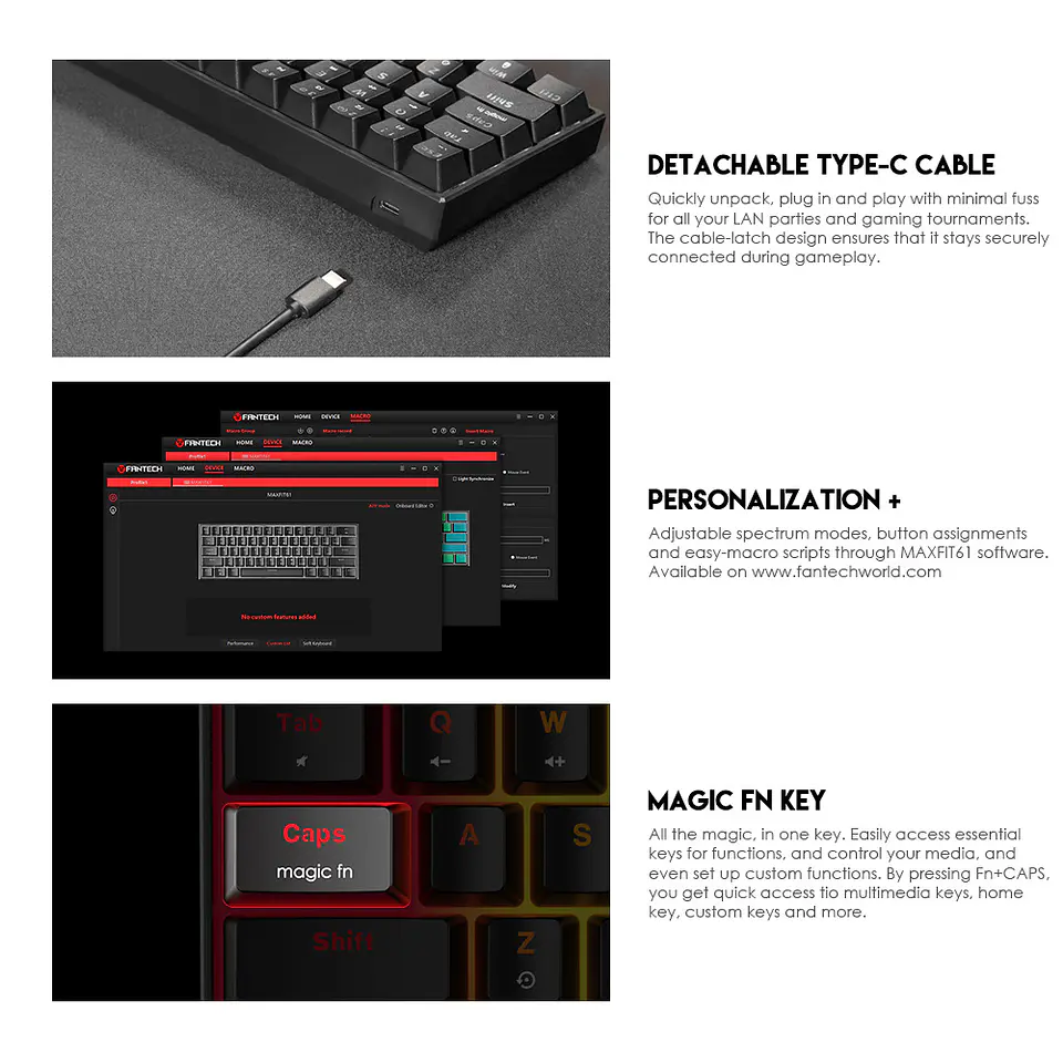 MK857 MAXFIT61 Black Teclado Mecánico 60% Layout USA 7