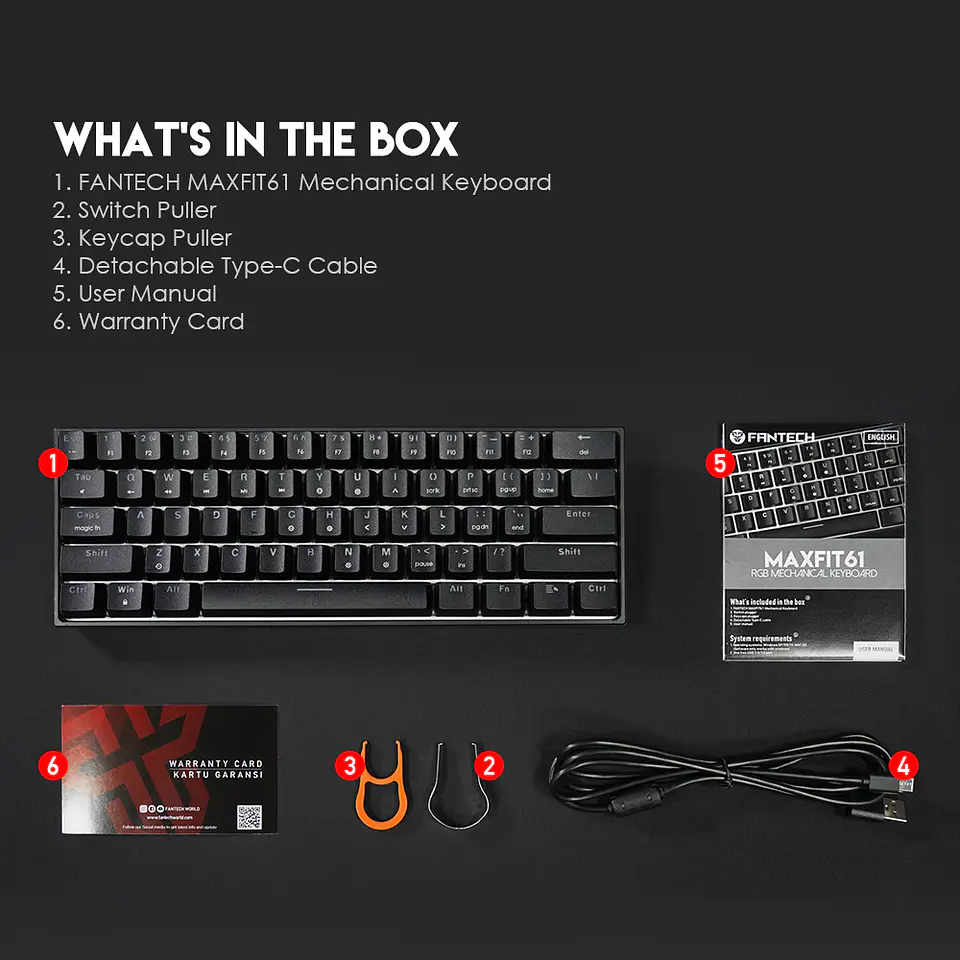MK857 MAXFIT61 Black Teclado Mecánico 60% Layout USA 11
