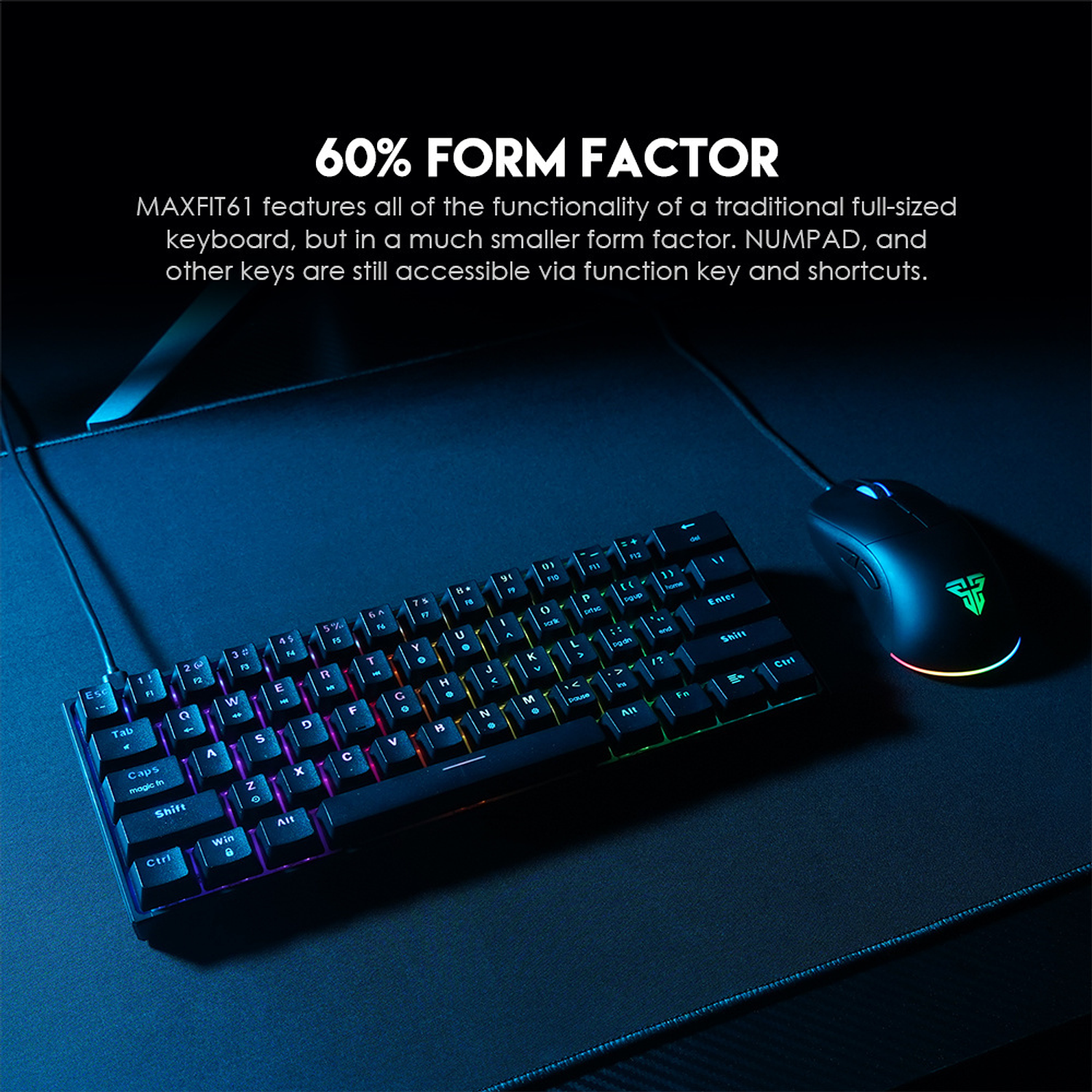 MK857 MAXFIT61 Black Teclado Mecánico 60% Layout USA 8