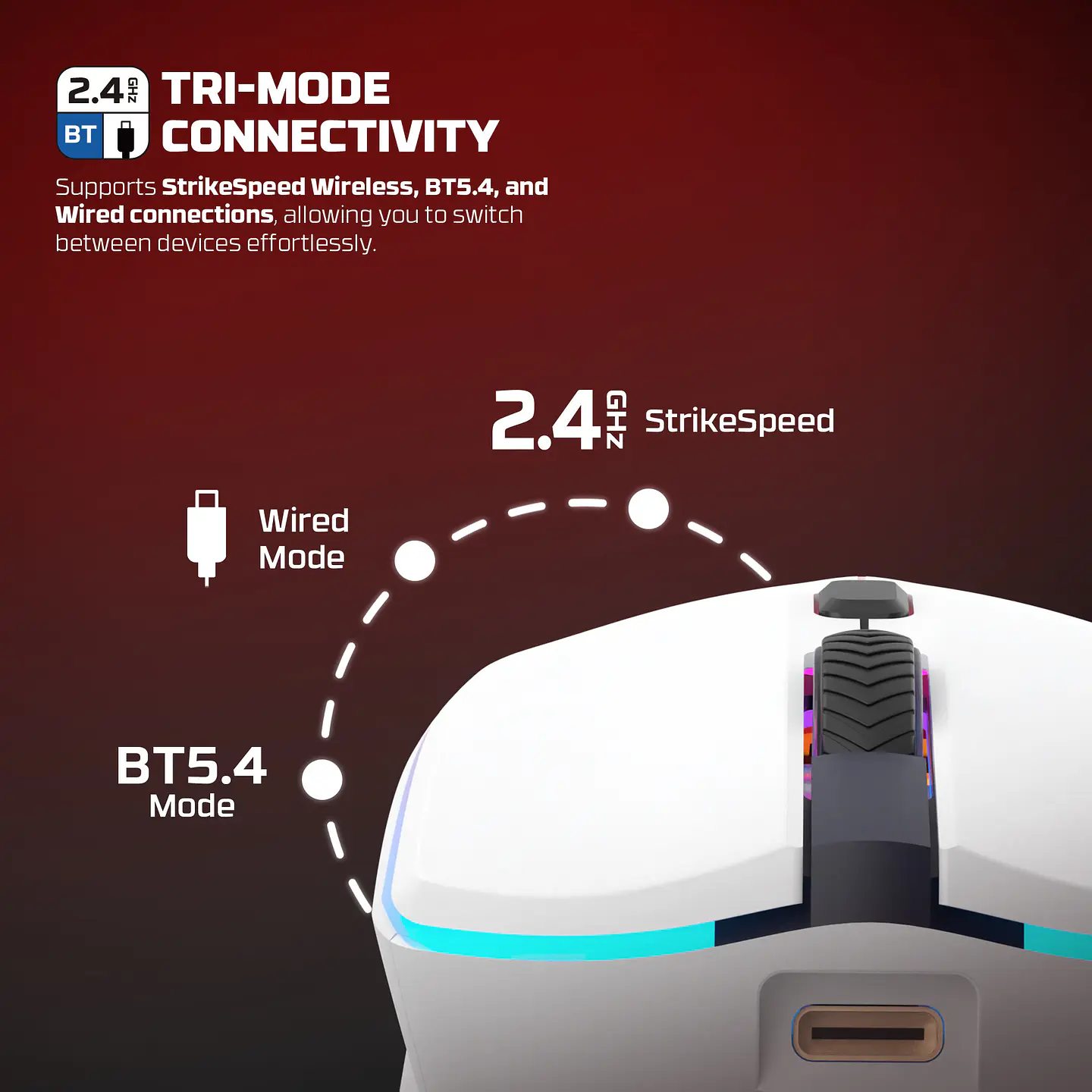 WG7DV2RD CRYPTO II Black Mouse Inalámbrico 12.000 DPI 8