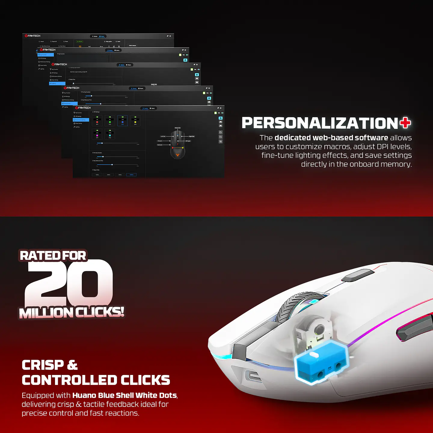 WG7DV2RD CRYPTO II White Mouse Inalámbrico 12.000 DPI 11