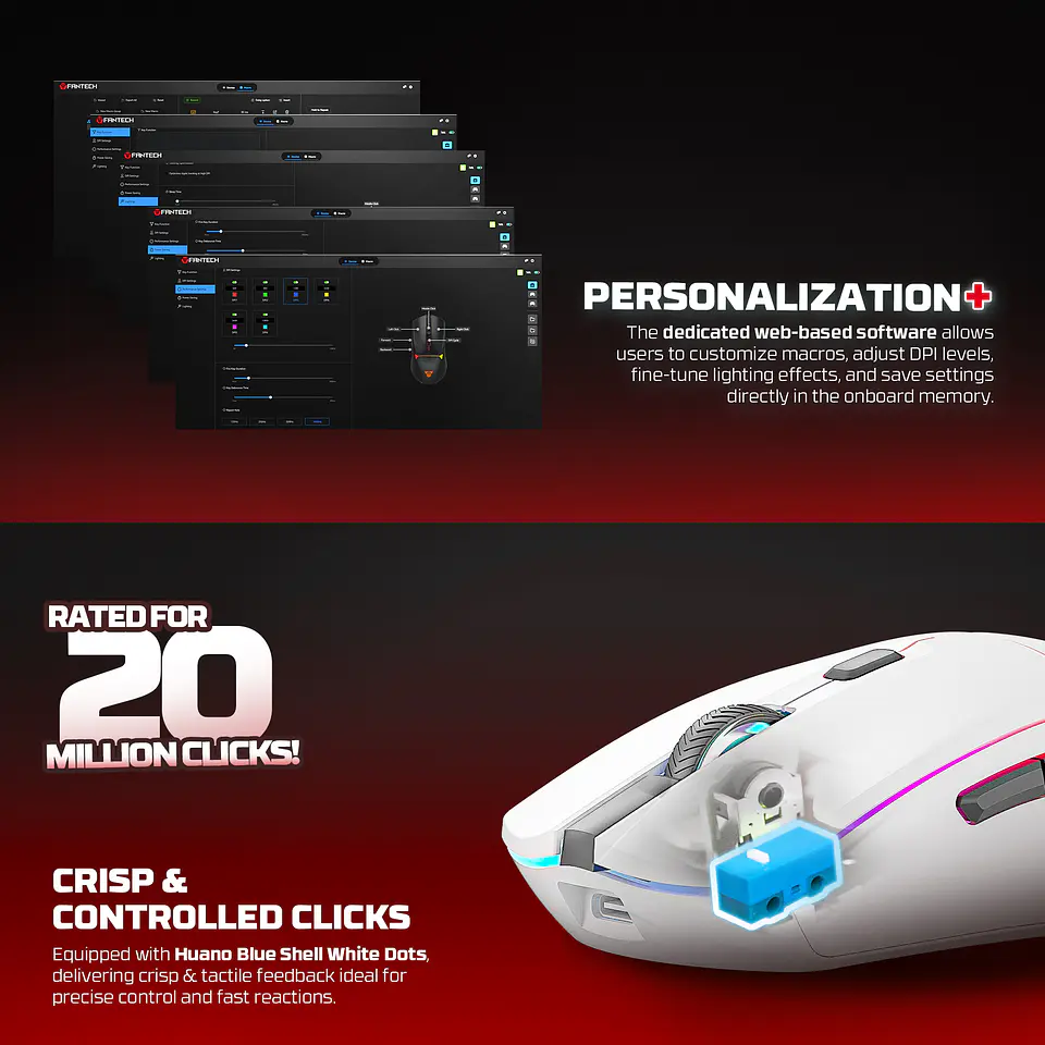 WG7DV2RD CRYPTO II White Mouse Inalámbrico 12.000 DPI 11