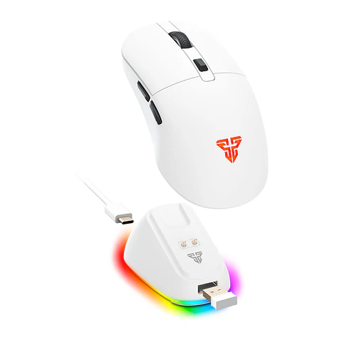 WG9RD KANATA Wireless White Mouse inalámbrico 12.000 DPI con dock de carga RGB