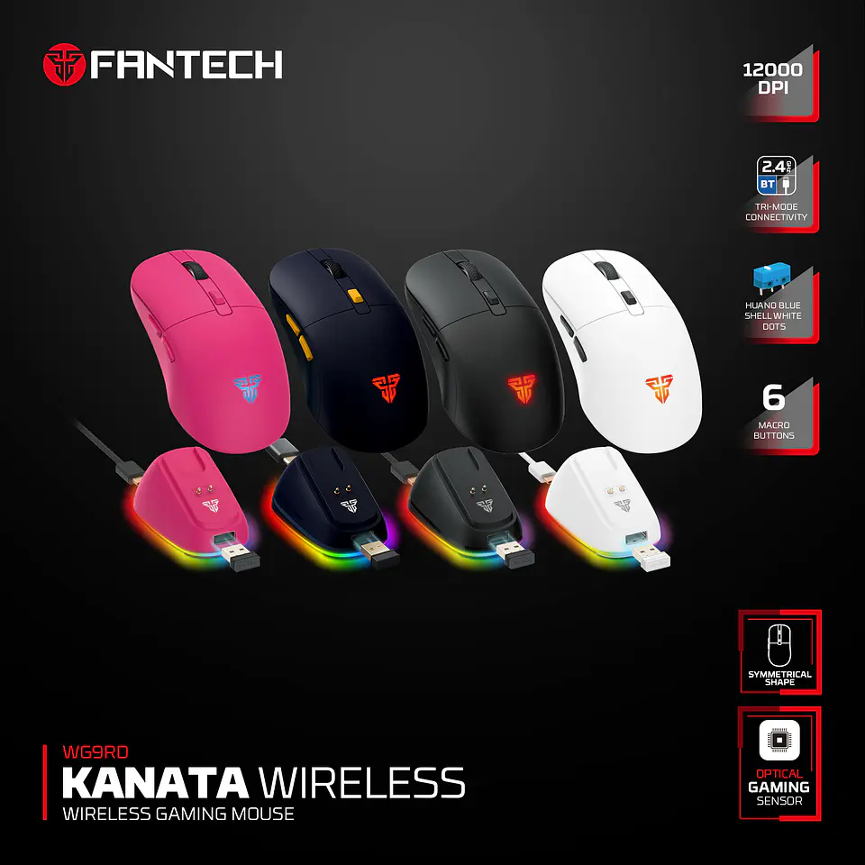 WG9RD KANATA Wireless Blue Mouse inalámbrico 12.000 DPI con dock de carga RGB 13