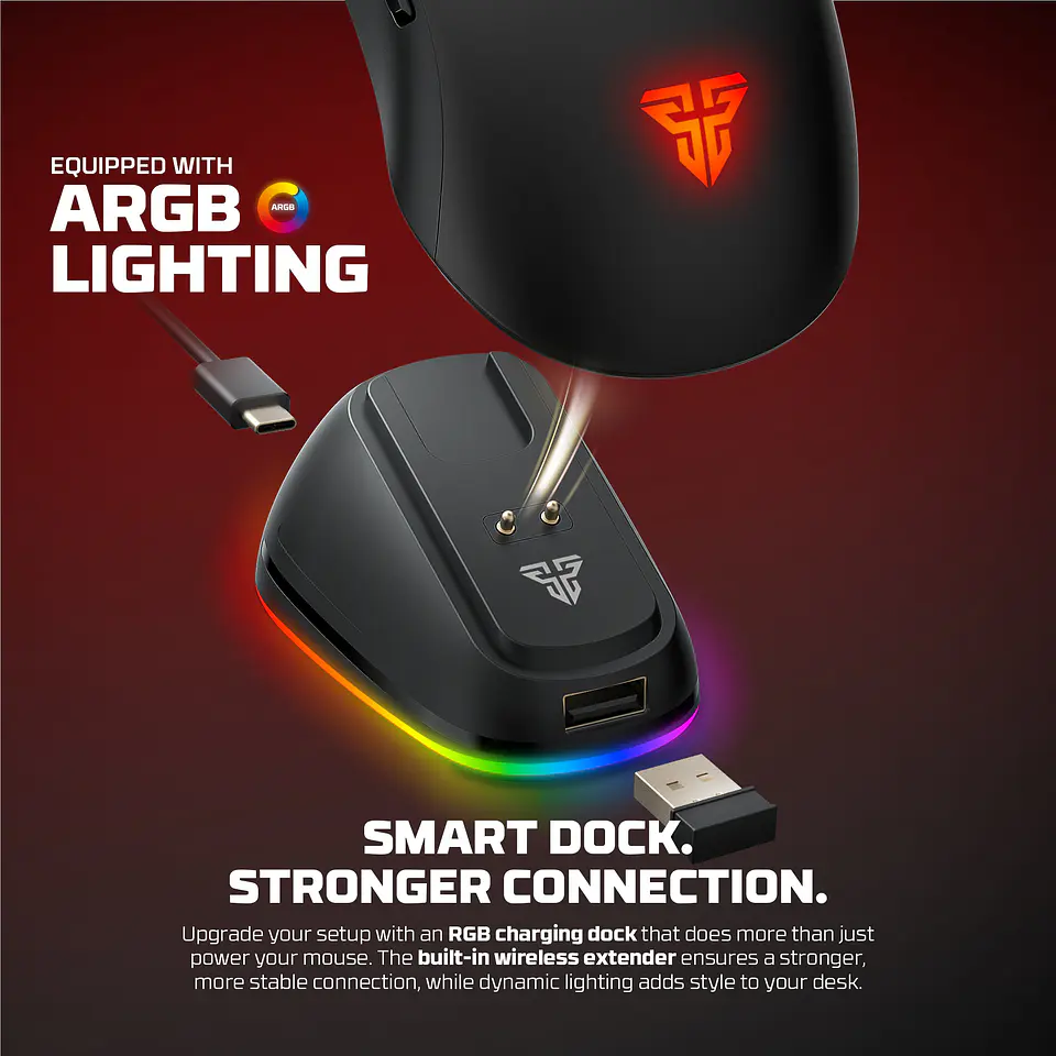 WG9RD KANATA Wireless Rosie Pink Mouse inalámbrico 12.000 DPI con dock de carga RGB 6
