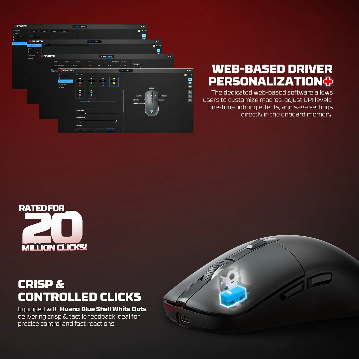 WG9RD KANATA Wireless Rosie Pink Mouse inalámbrico 12.000 DPI con dock de carga RGB 8