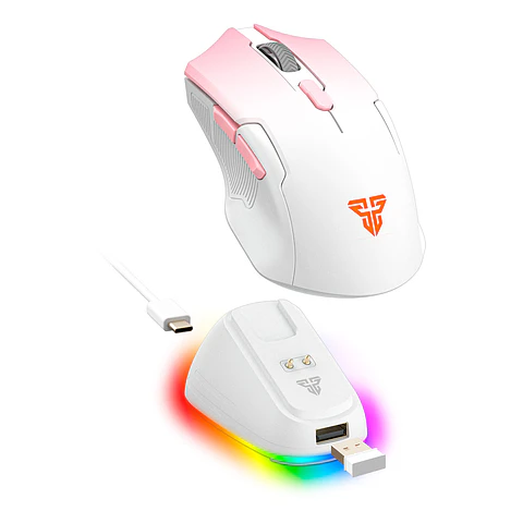 WG11V2RD Cruiser II Pink Mouse inalámbrico 2.400 DPI con dock de carga RGB