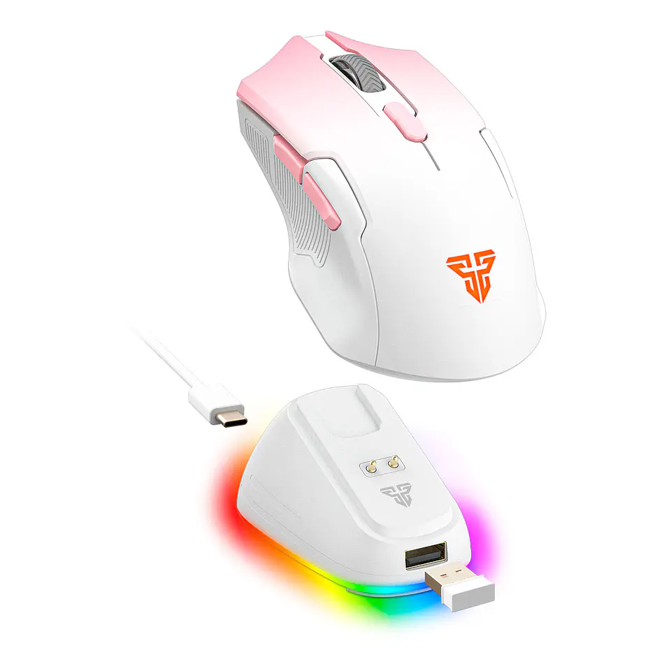 WG11V2RD Cruiser II Pink Mouse inalámbrico 2.400 DPI con dock de carga RGB 1