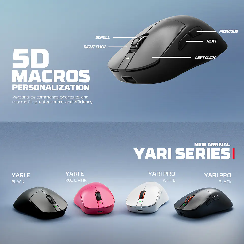 WG14E YARI E Rosie Pink Mouse inalámbrico 12.000 DPI 300 IPS 35G 1000 MHz con dock de carga RGB- COPIA 17
