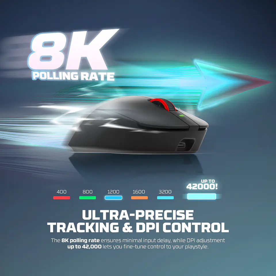 WG14P YARI PRO Black Mouse Inalámbrico 42.000 DPI 8.000 MHz con dock de carga RGB 11