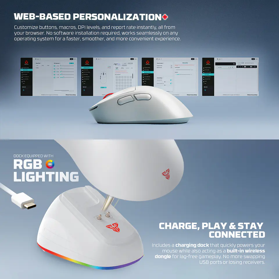 WG14P YARI PRO Black Mouse Inalámbrico 42.000 DPI 8.000 MHz con dock de carga RGB 13