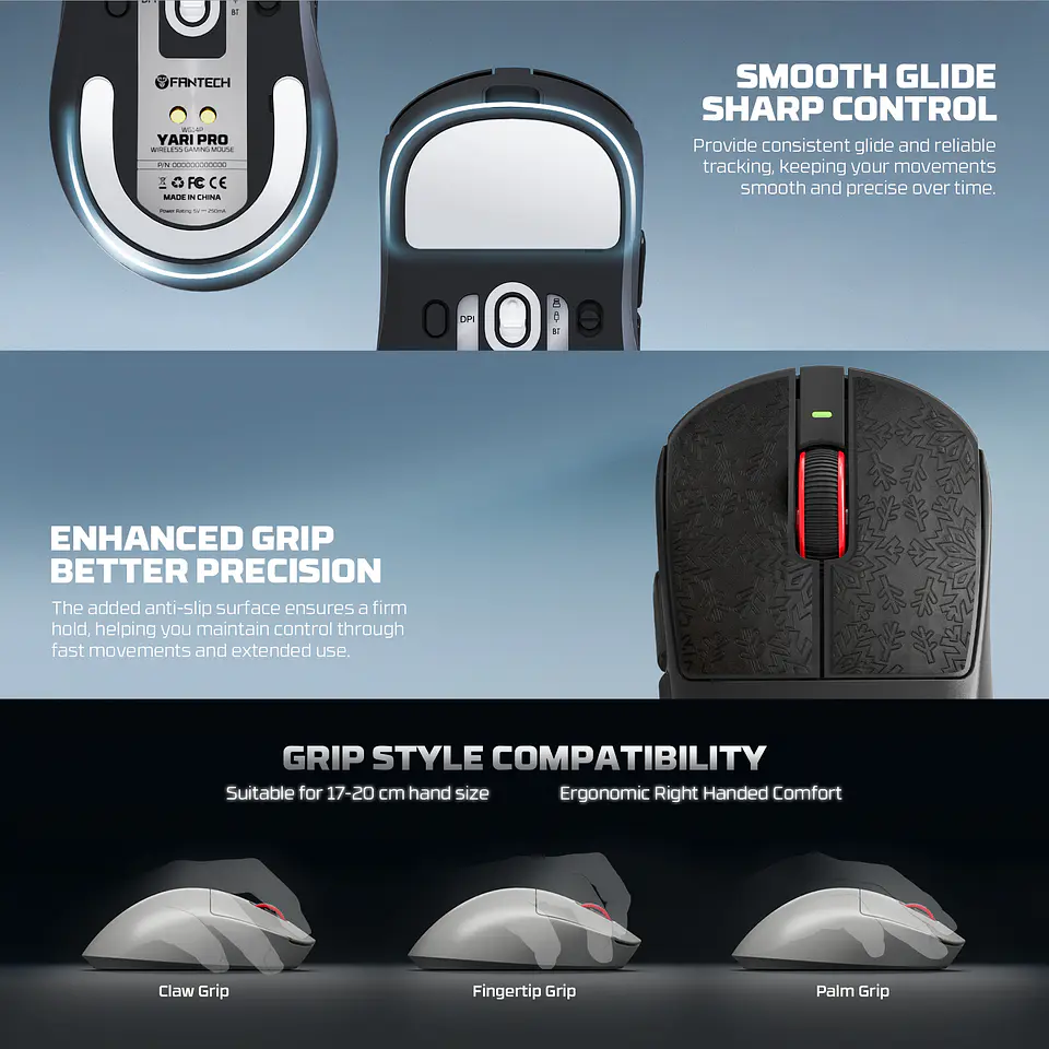 WG14P YARI PRO Black Mouse Inalámbrico 42.000 DPI 8.000 MHz con dock de carga RGB 16