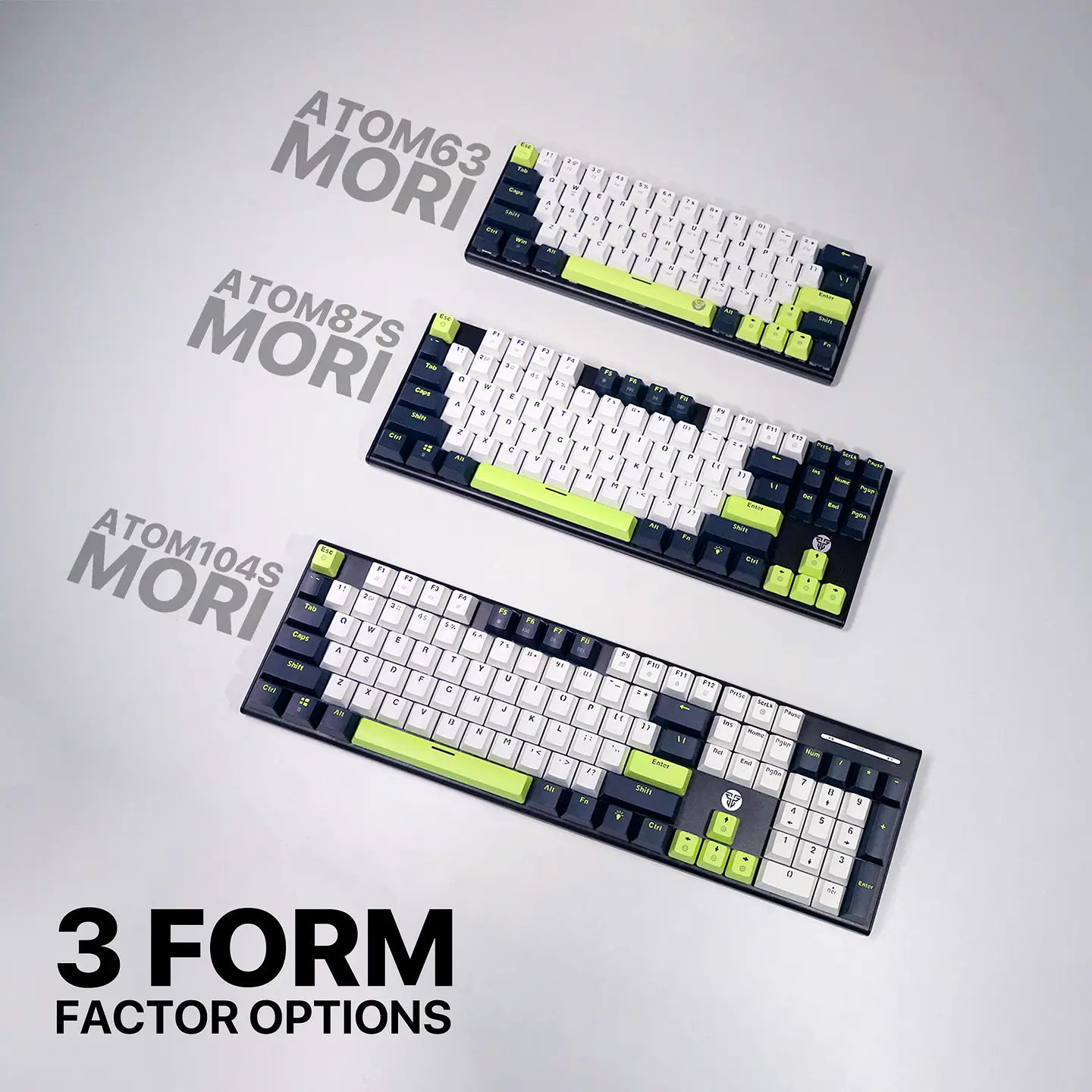 MK878s ATOM104S Mori White Teclado mecánico 100% Hot-Swappable Layout USA 9
