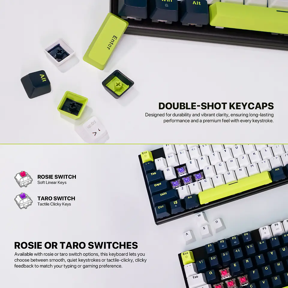 MK878s ATOM104S Mori Blue Teclado mecánico 100% Hot-Swappable Layout USA 9