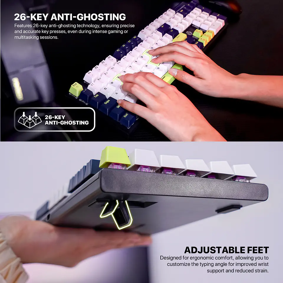MK878s ATOM104S Mori Blue Teclado mecánico 100% Hot-Swappable Layout USA 11