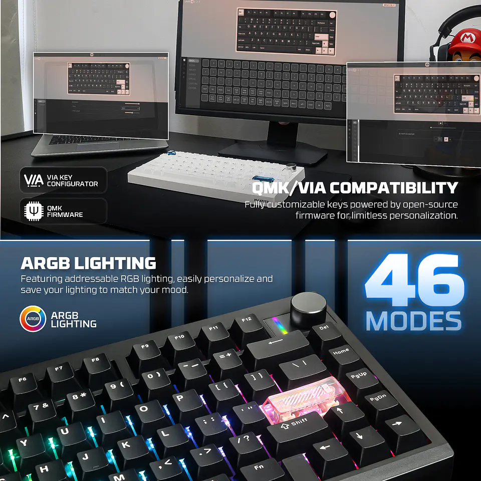 MK921 MAXFIT8 Black Teclado Mecánico Inalámbrico Hot-swappable 80% Layout USA 5