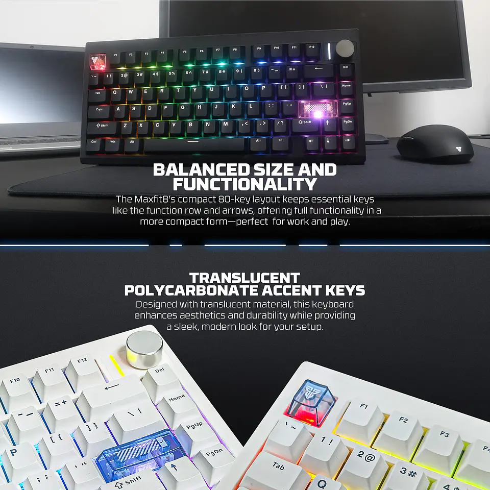 MK921 MAXFIT8 Black Teclado Mecánico Inalámbrico Hot-swappable 80% Layout USA 11
