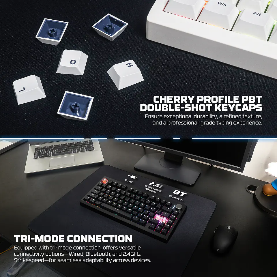 MK921 MAXFIT8 White Teclado Mecánico Inalámbrico Hot-swappable 80% Layout USA 6
