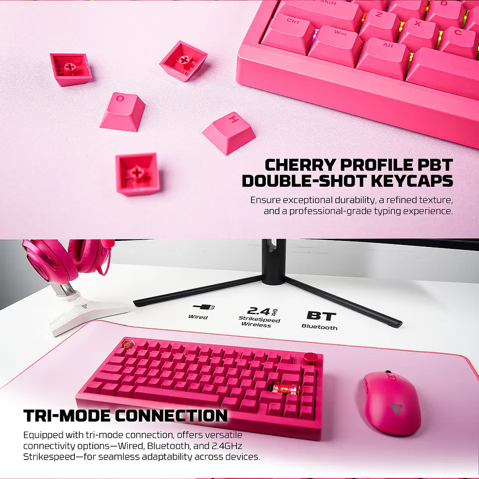 MK921 MAXFIT8 Rosie Pink Teclado Mecánico Inalámbrico Hot-swappable 80% Layout USA 6