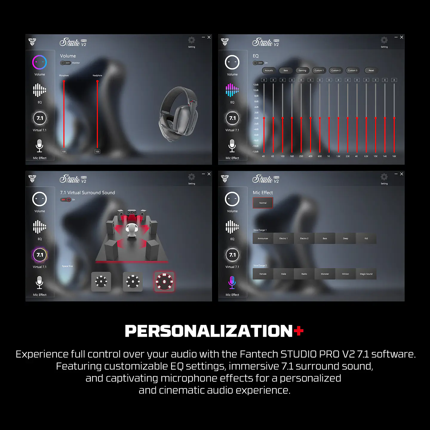  WHG03PV2 STUDIO PRO V2 Grey Audífonos Inalámbricos 7.1 Virtual 6