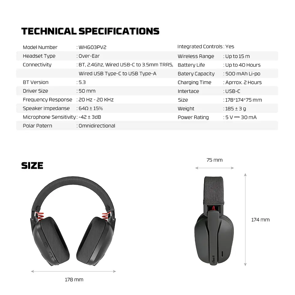  WHG03PV2 STUDIO PRO V2 Grey Audífonos Inalámbricos 7.1 Virtual 11