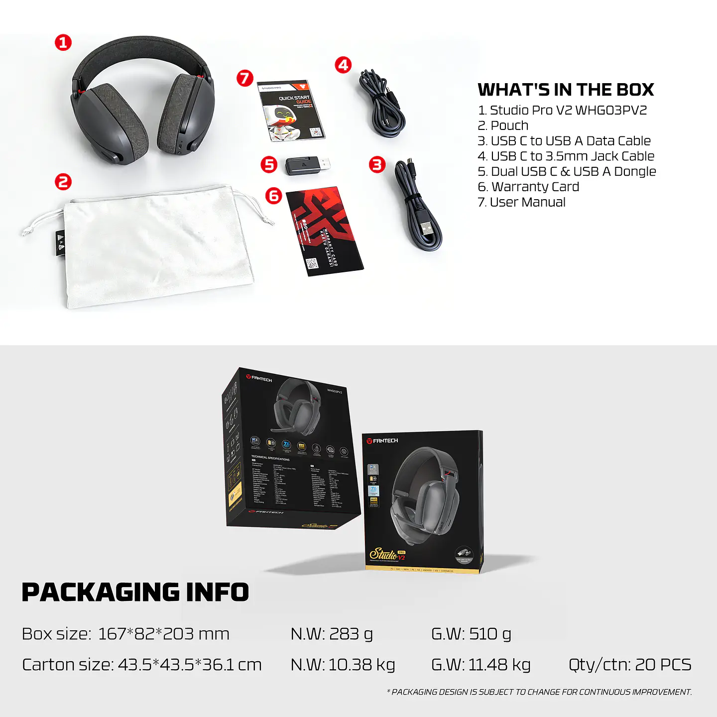  WHG03PV2 STUDIO PRO V2 Grey Audífonos Inalámbricos 7.1 Virtual 12