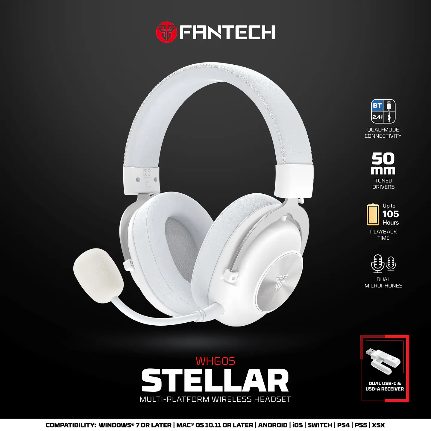 WHG05 STELLAR White Audífonos Inalámbricos Multiplataforma 17