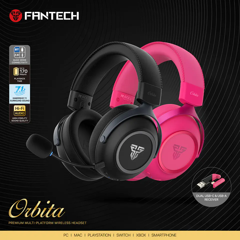 WHG07 ORBITA Black Audífonos Inalámbricos 7.1 Virtual 12