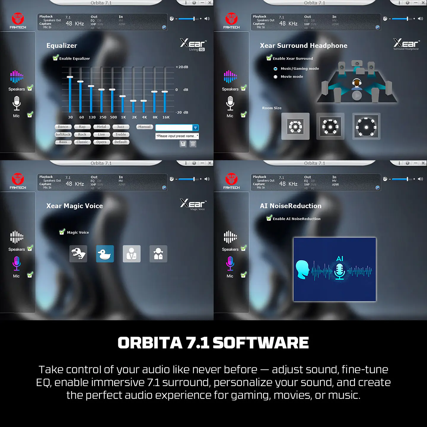 WHG07 ORBITA Black Audífonos Inalámbricos 7.1 Virtual 9