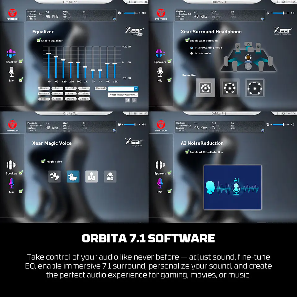 WHG07 ORBITA Black Audífonos Inalámbricos 7.1 Virtual 9