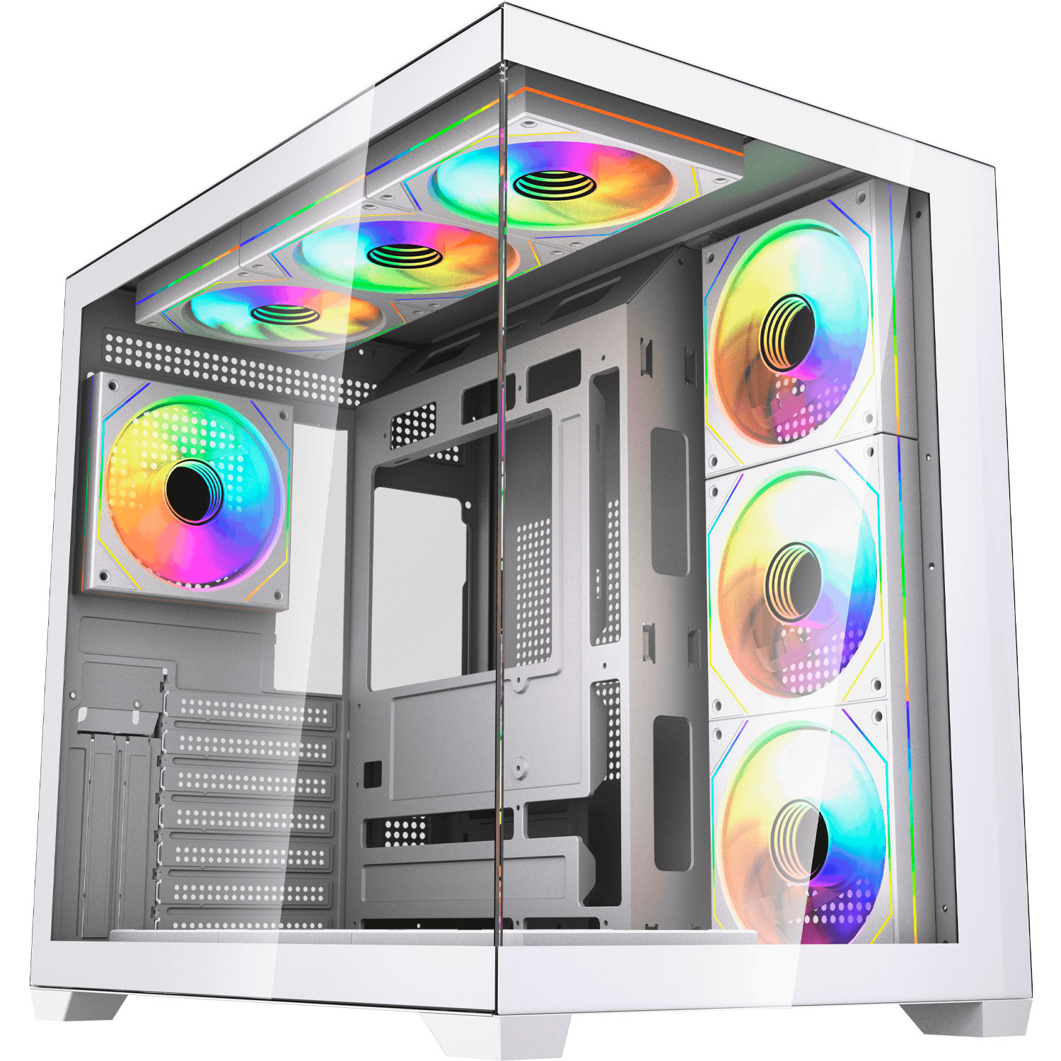 CG85X LUMINA X White Gabinete Pecera con 6 Ventiladores Infinite aRGB