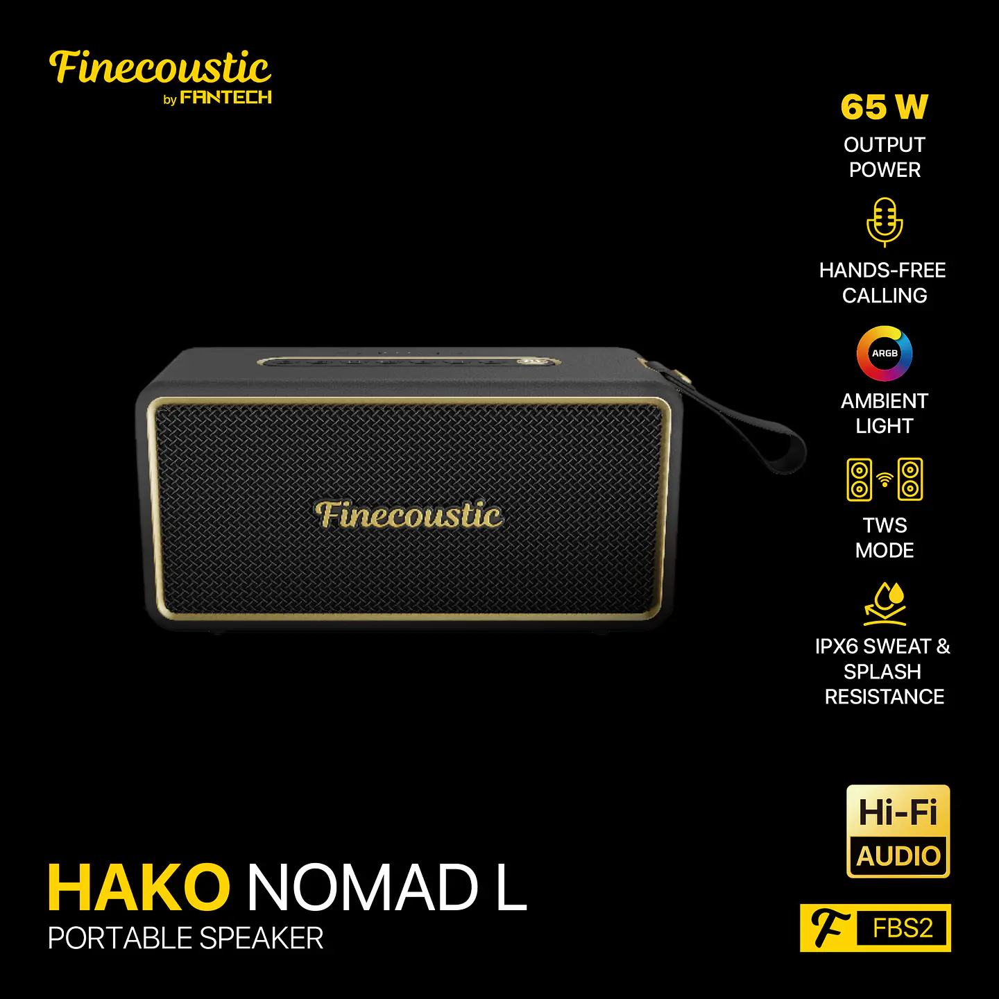 FBS2 HAKO NOMAD L Black Parlante Inalámbrico 65W TWS 14