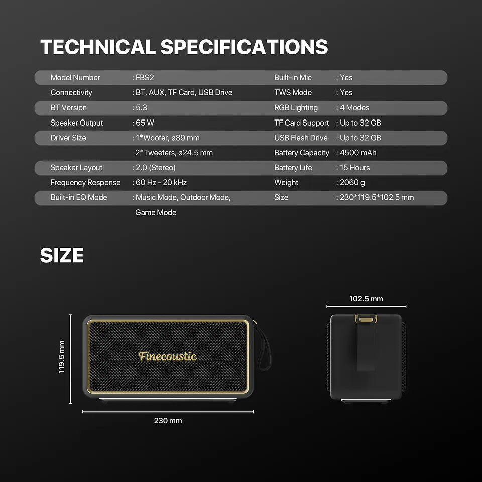 FBS2 HAKO NOMAD L Black Parlante Inalámbrico 65W TWS 15