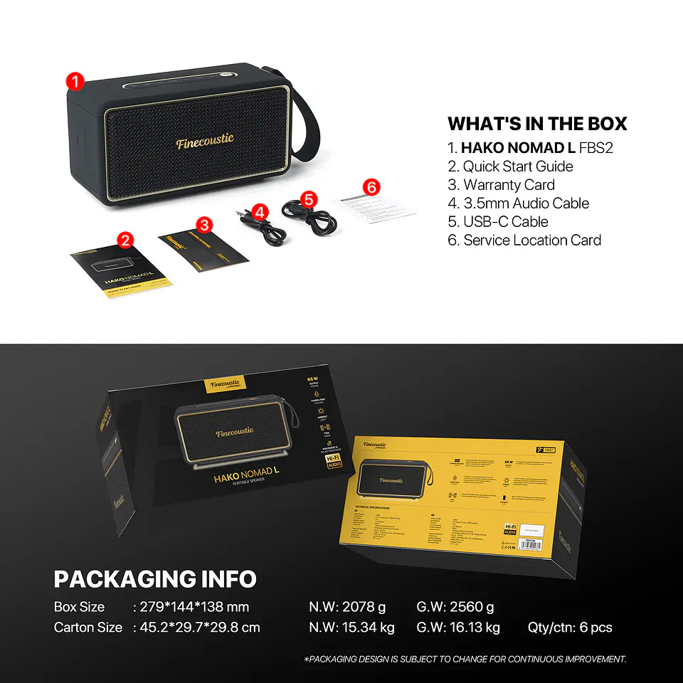 FBS2 HAKO NOMAD L Black Parlante Inalámbrico 65W TWS 16