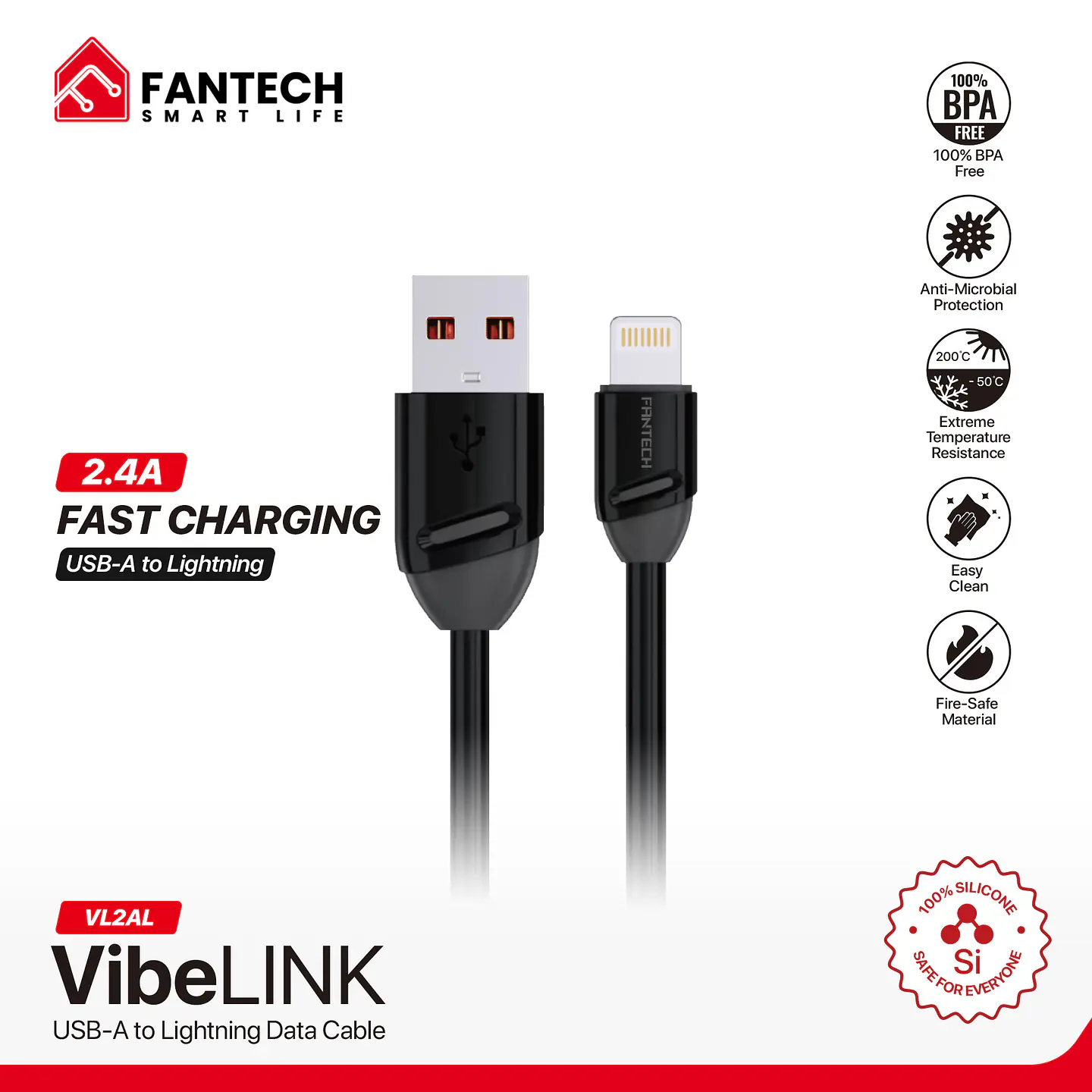 VL2AL VibeLink Black Cable USB A a Lightning 13