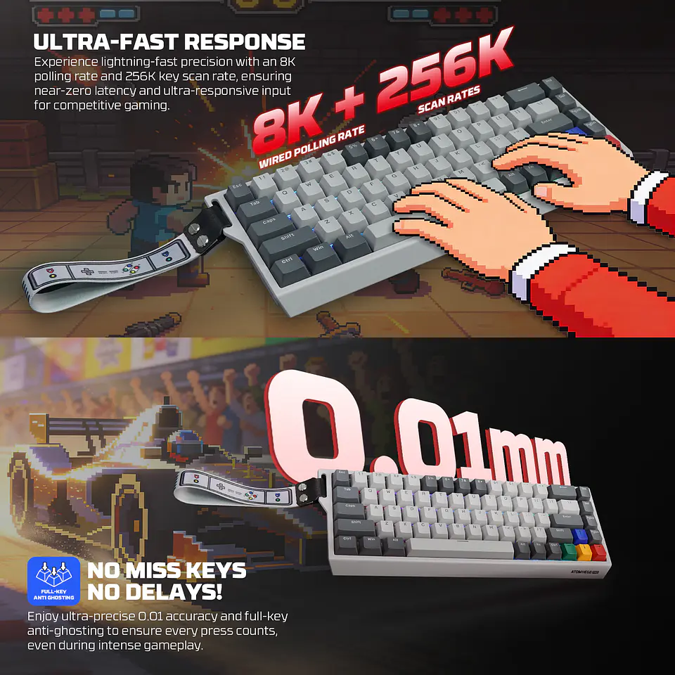 MK922 ATOM HE68 PRO SuperMaxfit Teclado inalámbrico Magnético 60% 8.000 Hz Layout USA 3