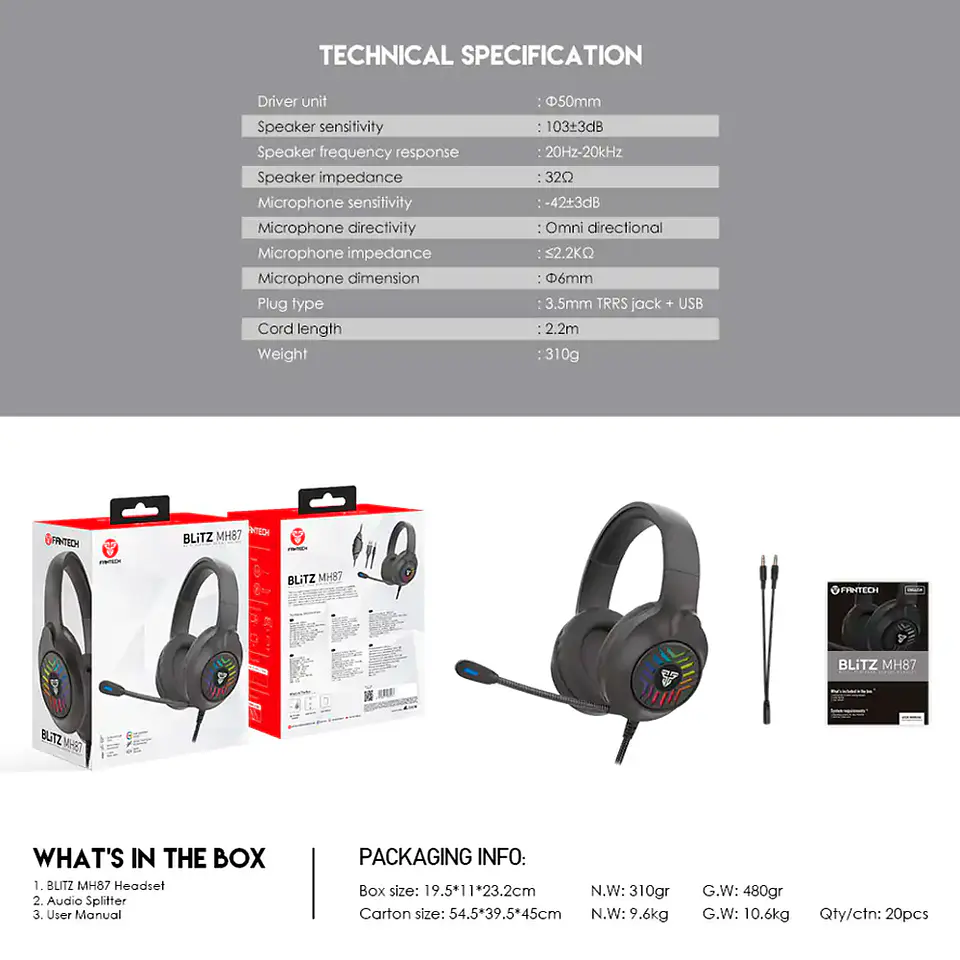 MH87 BLITZ Sakura Audífonos Multiplataforma 3.5 mm Splitter 6